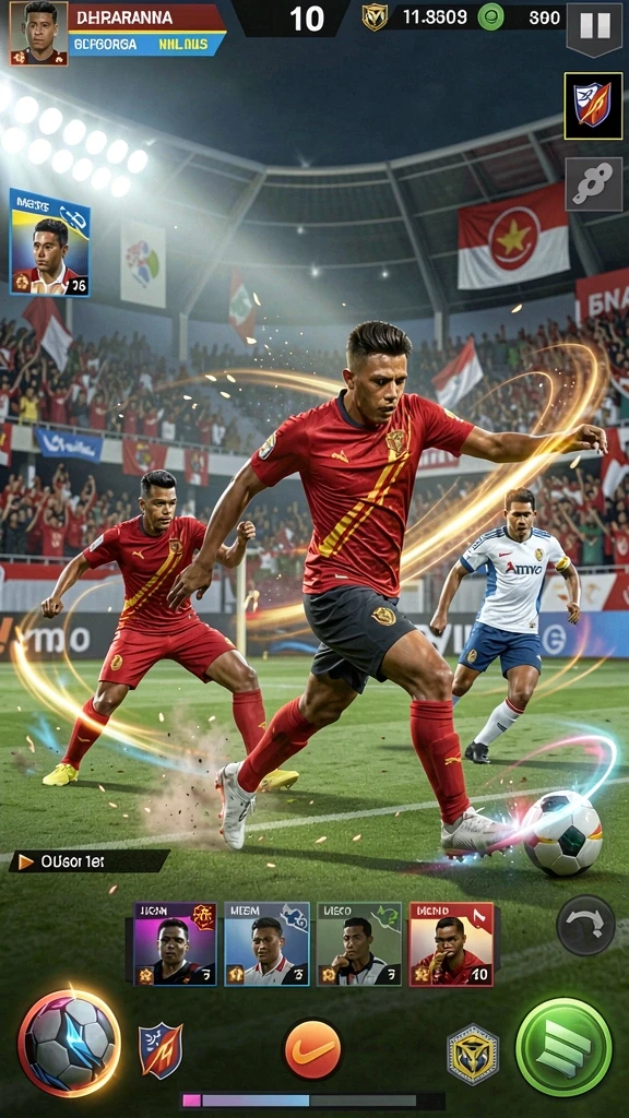 Visualisasi aksi mendebarkan dalam permainan.